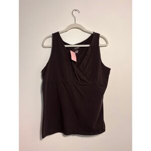 Merona Double Layer Tank Top Brown Cotton Stretch Surplice V-Neck Sleeveless